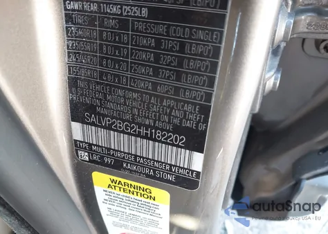 2017 Land Rover Range Rover Evoque Se/Se Premium из США, поврежденный, VIN SALVP2BG2HH182202